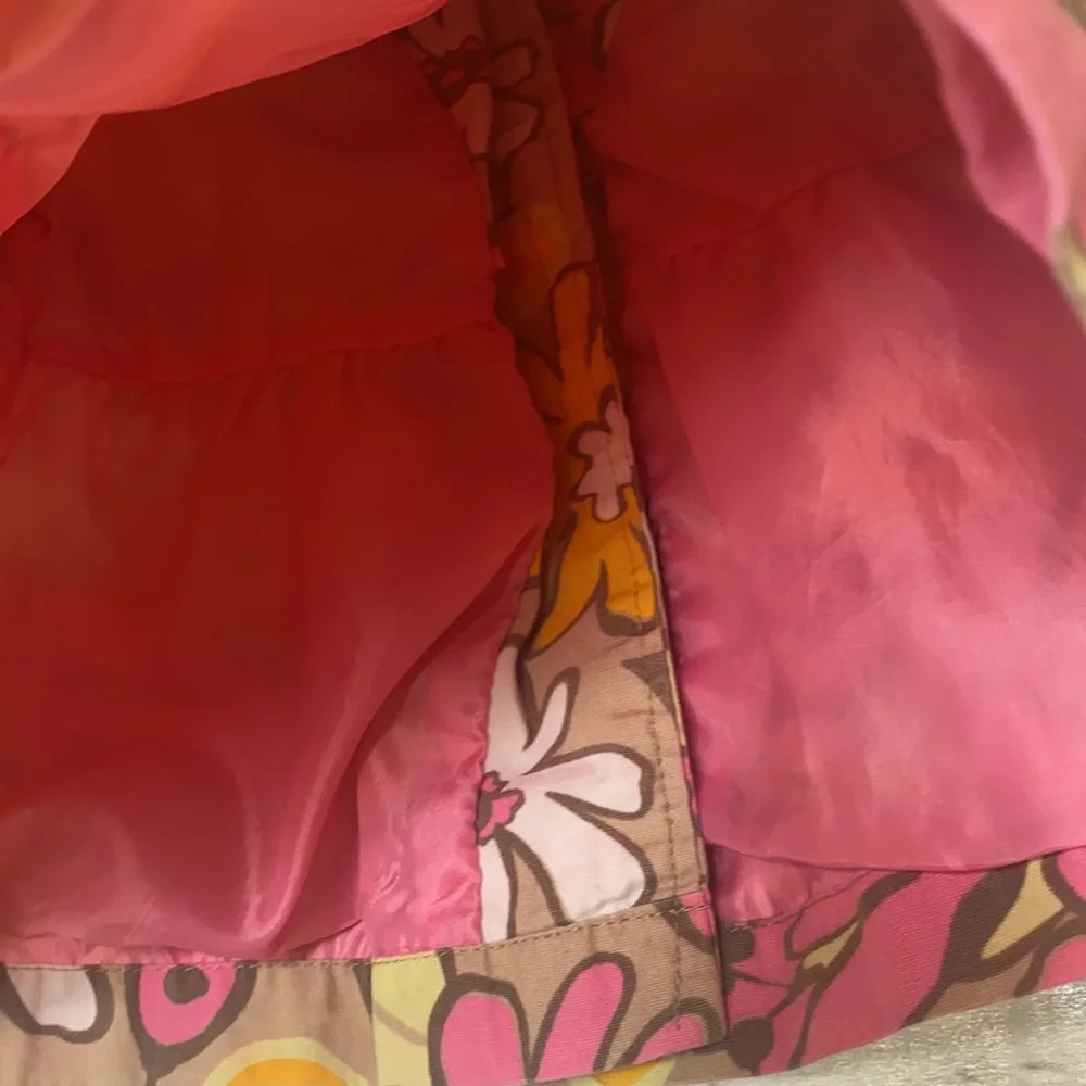Genuine Kids By OshKosh Tan Pink Flower Lightweight Hooded Jacket Size 18 Months